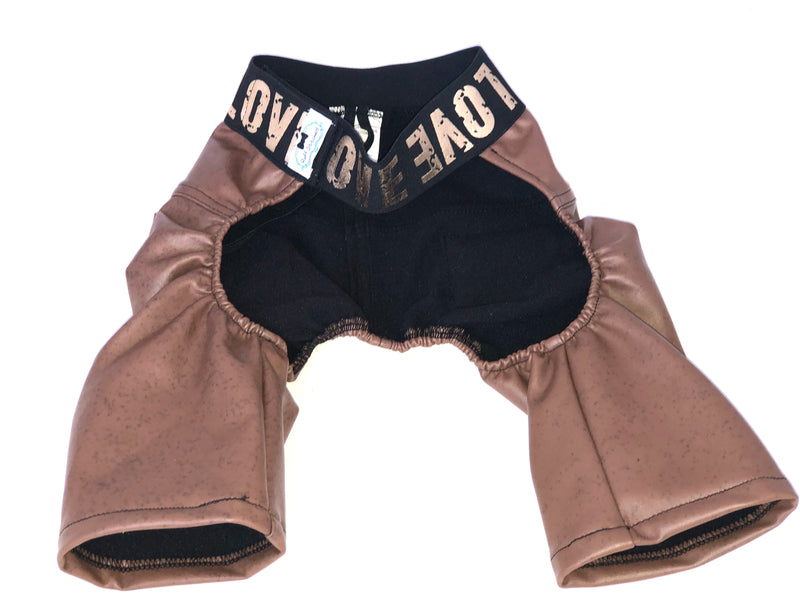 Brown Faux Leather Pants - Ruff Stitched