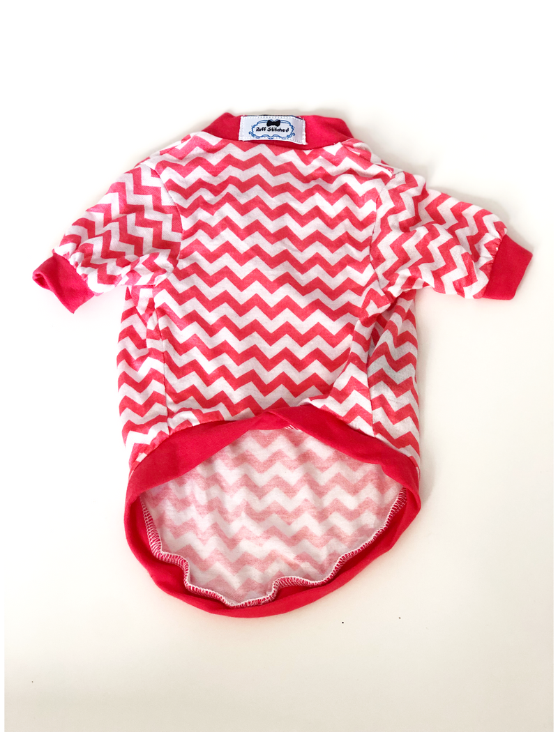 T-Shirt - Pink Chevron - Ruff Stitched